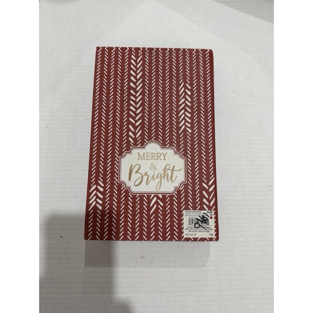 Ashland Christmas Noel Merry & Bright Decorative Book Box Red Holiday Storage
